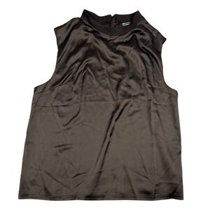 ASOS DESIGN Black Sleeveless Mock Neck Satin Top Women's Size 8 WP143